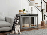 Hondenbench met schuifdeur, ventilatie, spaanplaat en staal - afbeelding 1 van  9