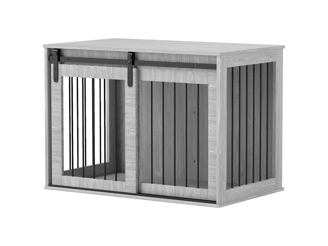 Hondenbench met schuifdeur, ventilatie, spaanplaat en staal - afbeelding 8 van  9