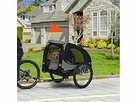 Hondenfietsaanhanger met gaasramen, reflectoren en vlag