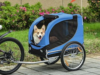 Hondenfietstrailer voor dieren met 8 zwarte blauwe vlag reflectoren - afbeelding 1 van  8