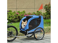 Hondenfietstrailer voor dieren met 8 zwarte blauwe vlag reflectoren - afbeelding 2 van  8