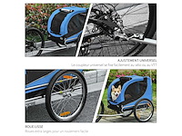 Hondenfietstrailer voor dieren met 8 zwarte blauwe vlag reflectoren - afbeelding 7 van  8