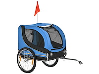Hondenfietstrailer voor dieren met 8 zwarte blauwe vlag reflectoren - afbeelding 3 van  7