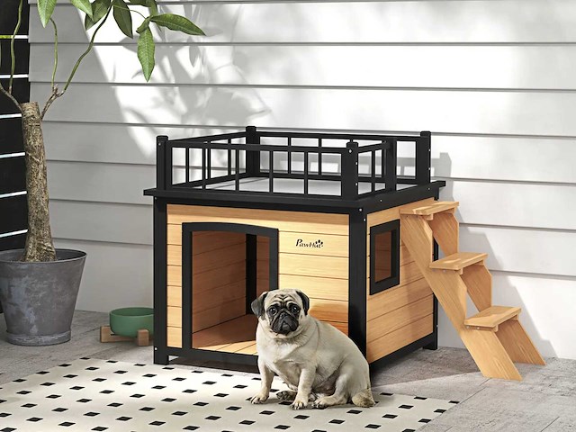 Hondenhok met dakterras, weerbestendig - afbeelding 1 van  8