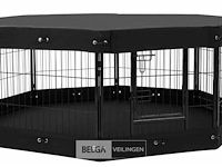 Hondenren - puppyren met 8 kennelpanelen - staal - 60 x ø 210cm met bodem en dekzeil - afbeelding 2 van  3