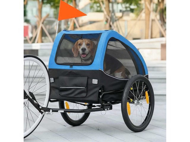 Hondentrailer, opvouwbare fietsaanhanger met reflectoren - afbeelding 1 van  6