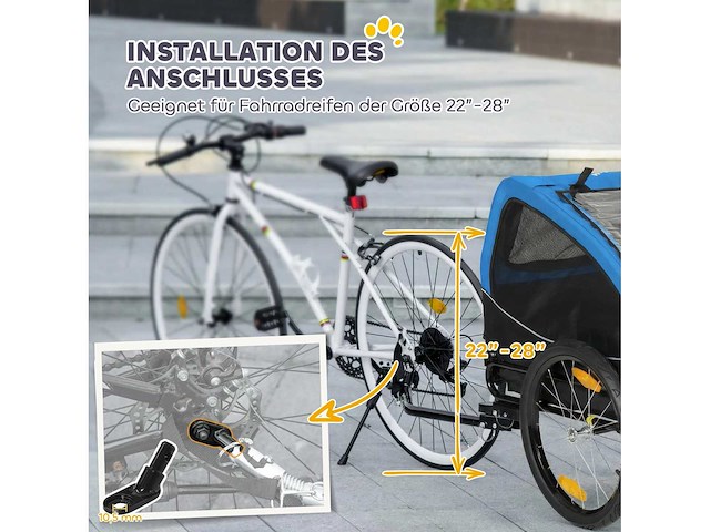 Hondentrailer, opvouwbare fietsaanhanger met reflectoren - afbeelding 4 van  6