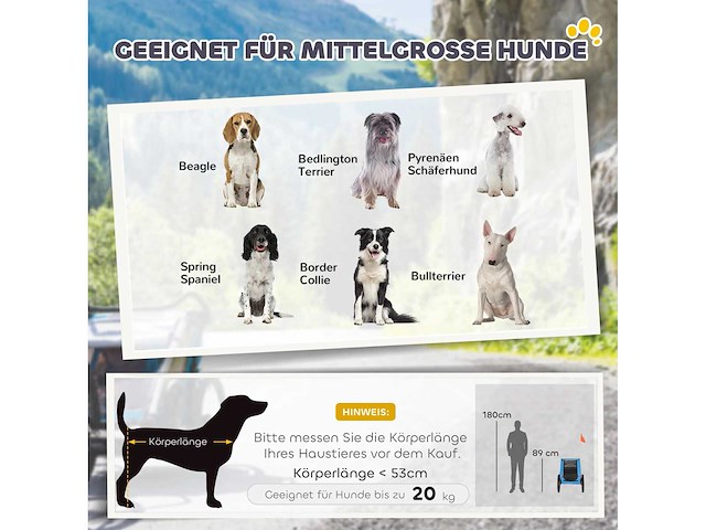 Hondentrailer, opvouwbare fietsaanhanger met reflectoren - afbeelding 5 van  6