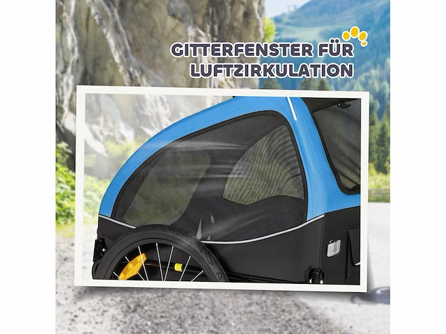 Hondentrailer, opvouwbare fietsaanhanger met reflectoren - afbeelding 6 van  6