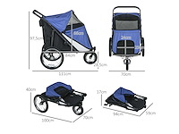 Hondenwagen, opvouwbaar, openbaar luifel, slaapkussen, stalen frame, blauw/zwart - afbeelding 2 van  5