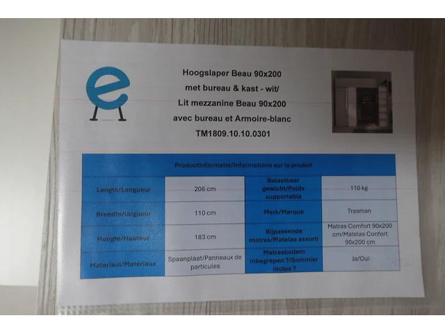 Hoogslaper beau met bureau & kast - afbeelding 8 van  8
