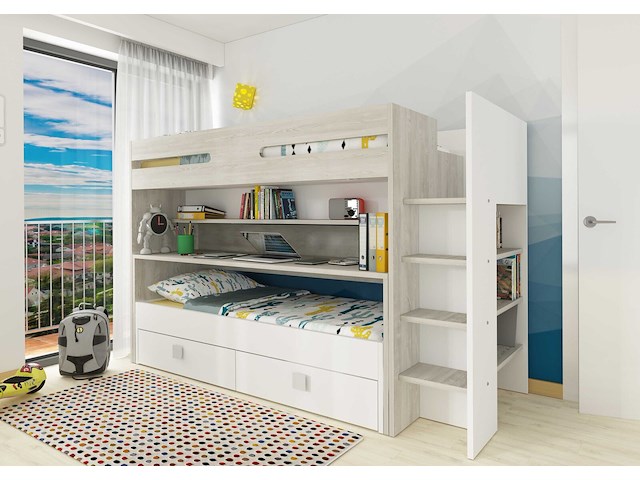 Hoogslaper billy met bureau - wit - afbeelding 1 van  6