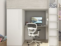 Hoogslaper bo9 90x200 cm met bureau & kast - wit - afbeelding 1 van  7