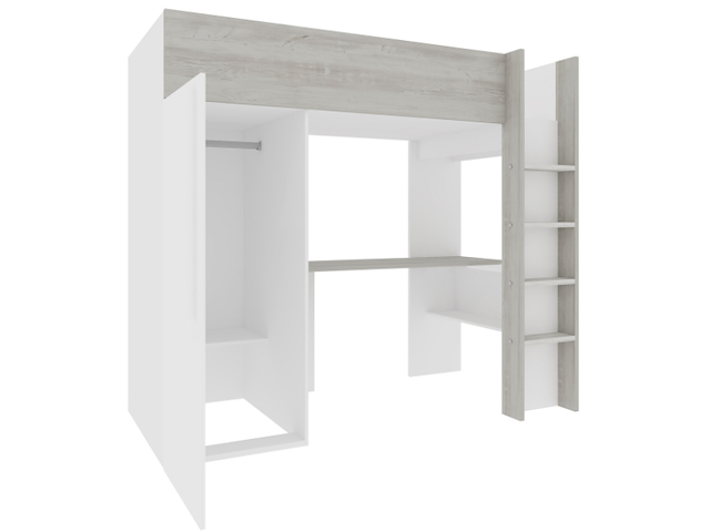 Hoogslaper bo9 90x200 cm met bureau & kast - wit - afbeelding 3 van  7
