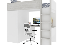 Hoogslaper bo9 90x200 cm met bureau & kast - wit - afbeelding 4 van  7