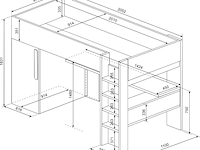 Hoogslaper bo9 90x200 cm met bureau & kast - wit - afbeelding 7 van  7