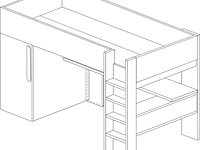 Hoogslaper bo9 90x200 cm met bureau & kast - wit - afbeelding 6 van  7