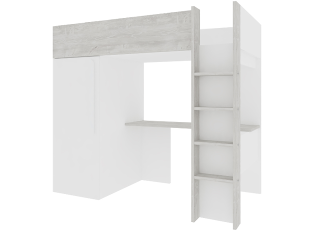 Hoogslaper bo9 90x200 cm met bureau & kast - wit - afbeelding 2 van  7