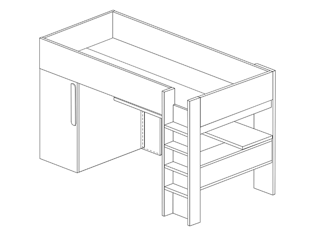 Hoogslaper bo9 90x200 cm met bureau & kast - wit - afbeelding 6 van  7