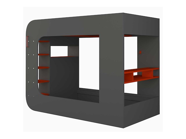 Hoogslaper graham met gamebureau 120x200cm - antraciet/rood - afbeelding 5 van  7