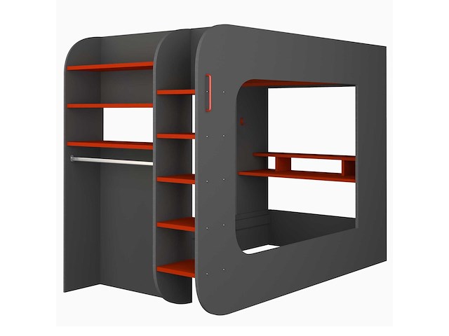 Hoogslaper graham met gamebureau 120x200cm - antraciet/rood - afbeelding 6 van  7
