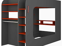 Hoogslaper graham met gamebureau 120x200cm - antraciet/rood - afbeelding 6 van  7