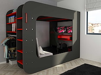 Hoogslaper graham met gamebureau 120x200cm - antraciet/rood - afbeelding 7 van  7