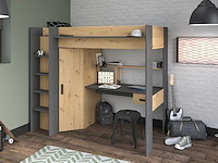 Hoogslaper met bureau hervé 90x200 - artisan eik/grijs - afbeelding 2 van  7