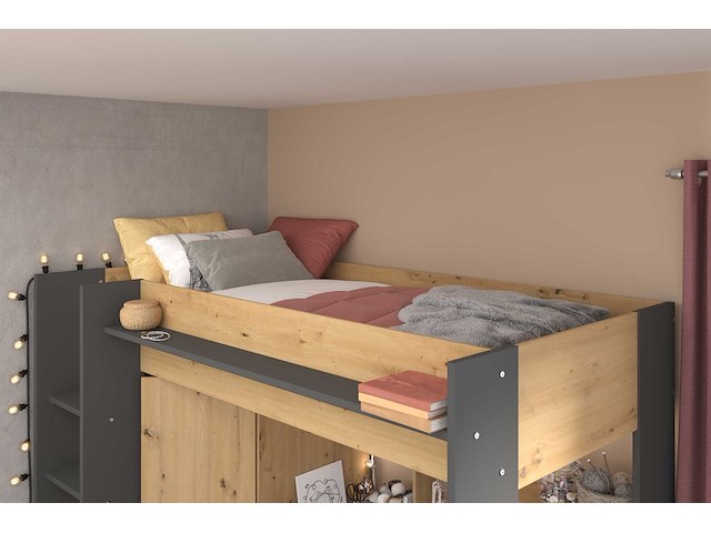 Hoogslaper met bureau hervé 90x200 - artisan eik/grijs - afbeelding 5 van  7