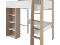 Hoogslaper shelby 90x200cm met bureau - wit/eik - afbeelding 2 van  7