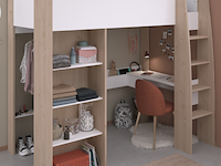 Hoogslaper shelby 90x200cm met bureau - wit/eik - afbeelding 7 van  7