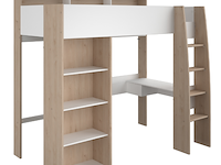 Hoogslaper shelby 90x200cm met bureau - wit/eik - afbeelding 1 van  7