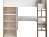 Hoogslaper shelby 90x200cm met bureau - wit/eik - afbeelding 3 van  7