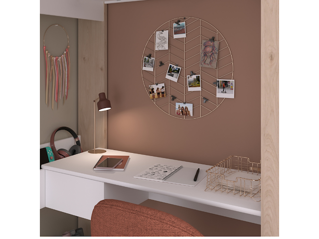 Hoogslaper shelby 90x200cm met bureau - wit/eik - afbeelding 4 van  7