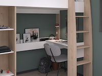 Hoogslaper shelby 90x200cm met bureau - wit/eik - afbeelding 5 van  7