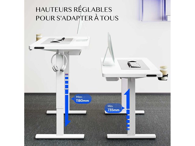 Hoogteverstelbaar bureau flexispot qe1 110 x 54 cm, 4 geheugenfuncties - afbeelding 6 van  7