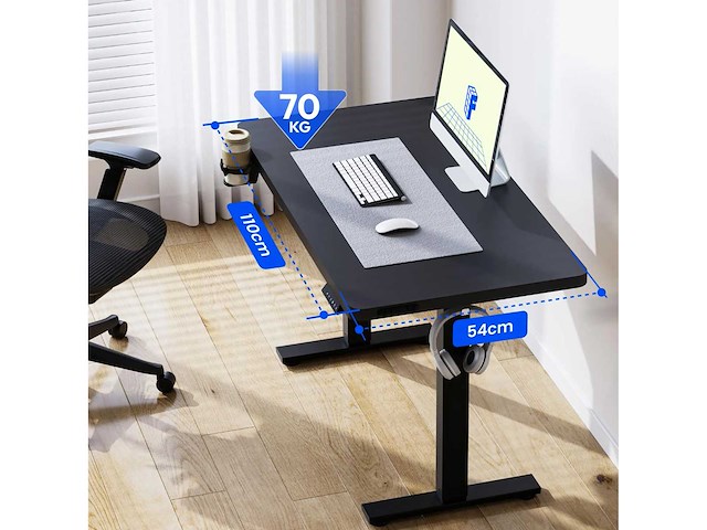 Hoogteverstelbaar bureau flexispot qe1 110 x 54 cm, 4 geheugenfuncties - afbeelding 4 van  9