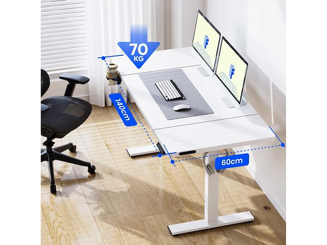 Hoogteverstelbaar bureau flexispot qe1 140 x 60 cm, 4 geheugenfuncties - afbeelding 4 van  8