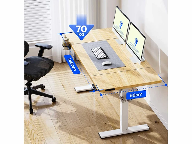 Hoogteverstelbaar bureau flexispot qe1 140 x 60 cm, 4 geheugenfuncties - afbeelding 4 van  7