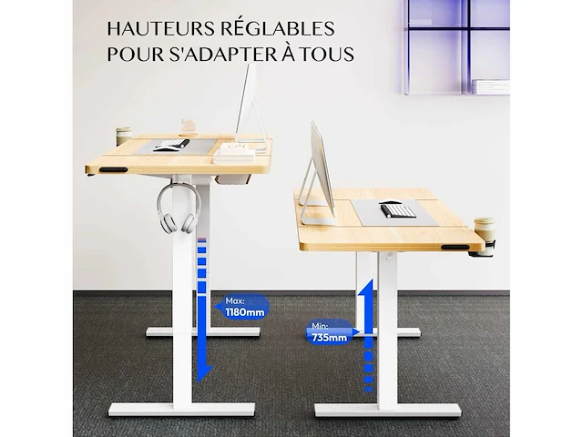 Hoogteverstelbaar bureau flexispot qe1 140 x 60 cm, 4 geheugenfuncties - afbeelding 7 van  7