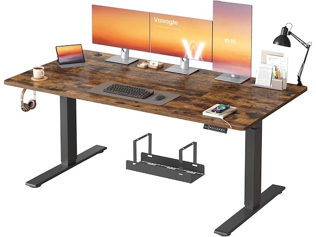 Hoogteverstelbaar elektrisch bureau, 160 x 80 cm, met usb-c-poort - afbeelding 1 van  6