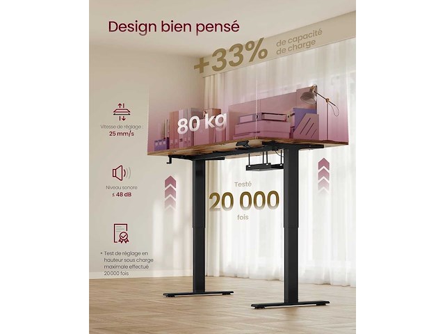 Hoogteverstelbaar elektrisch bureau, 160 x 80 cm, met usb-c-poort - afbeelding 6 van  6