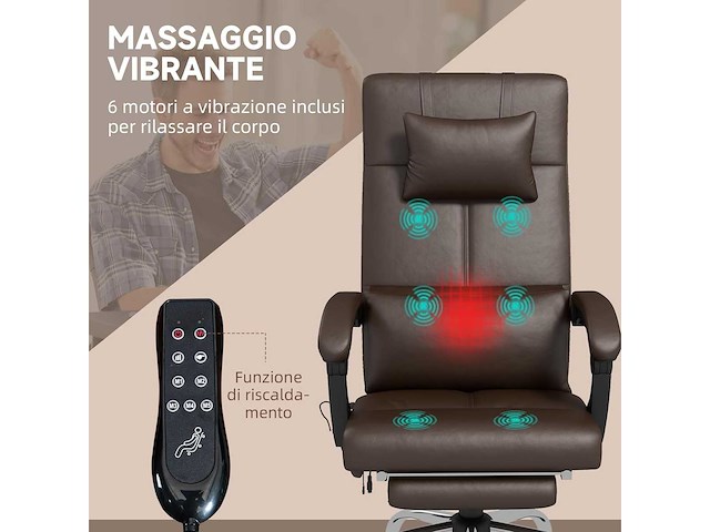 Hoogteverstelbare massagestoel met voetsteun en afstandsbediening - afbeelding 4 van  6