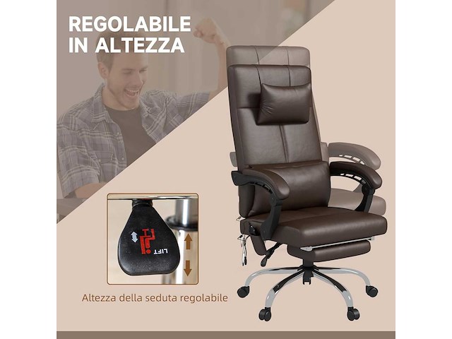 Hoogteverstelbare massagestoel met voetsteun en afstandsbediening - afbeelding 5 van  6