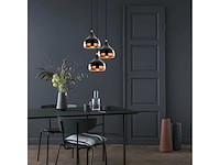 Hoogteverstelbare metalen kroonluchter - 3 schaduwen - zwart en koper - afbeelding 1 van  4