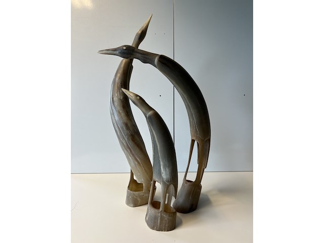 Hoorn sculpturen 3 vogels - afbeelding 1 van  3
