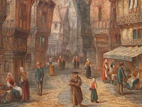Horace mann livens (1862-1936), a pair of pendant works with city centre views, oil on canvas 46 x 35 cm. (18.10 x 13.77 in.), frame: 66 x 55 cm. (25.98 x 21.64 in.) - afbeelding 3 van  12
