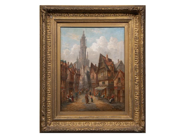 Horace mann livens (1862-1936), a pair of pendant works with city centre views, oil on canvas 46 x 35 cm. (18.10 x 13.77 in.), frame: 66 x 55 cm. (25.98 x 21.64 in.) - afbeelding 11 van  12