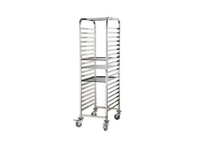 Horeca-apparatuur - 16-tray trolley voor gn1/1 containers - tr-16a - bedieningstrolley - afbeelding 1 van  1