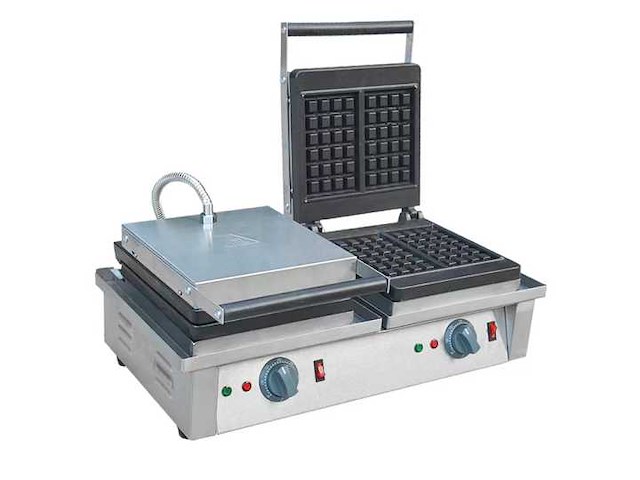 Horeca-apparatuur - professioneel elektrisch wafelijzer - gdwf-04-2 - dubbele wafelijzer - broodrooster en broodroostermachine (3x) - afbeelding 2 van  2